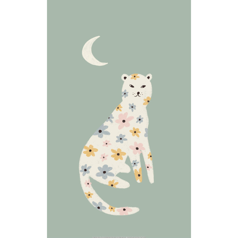 Floral guépard - peinture sur toile tendue, H 12 po x l 8 po