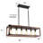 Brown 6-Light Dimmable Kitchen Island Rectangle Chandelier Lighting Fixture