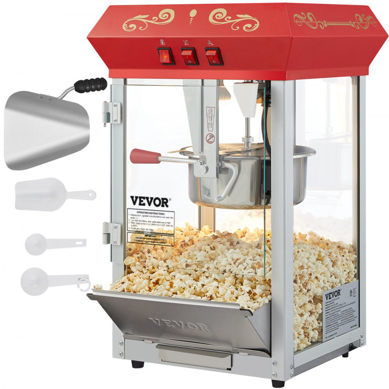 VEVOR 8 Oz. Tabletop Popcorn Machine, Popcorn Machine Stand / Cart