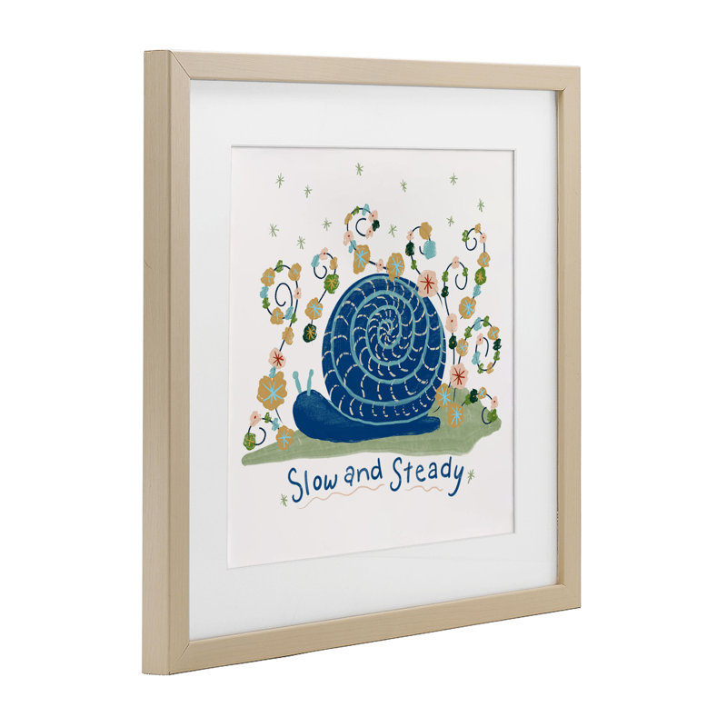 «Slow And Steady Snail», reproduction d'art sous verre, conception de Connie Summers, Cadre de récolte en pin