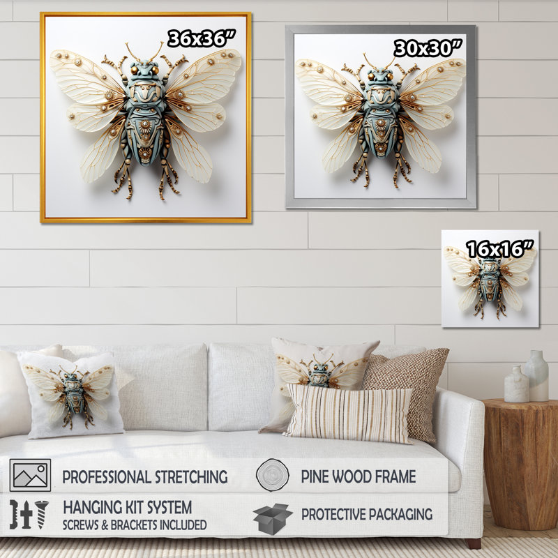 Captivating Moths Insect I - Art mural insectes et insectes, Encadrement doré, H 16 po x l 16 po x P 1 po