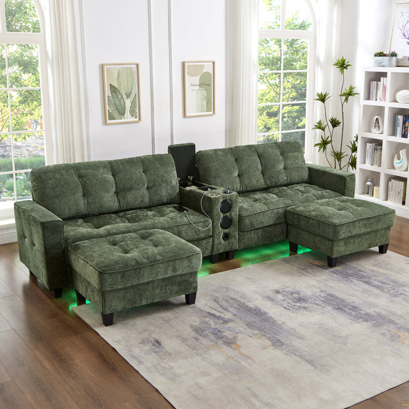 Canapé modulaire Canapé modulaire modulaire en U de 126 po, Vert