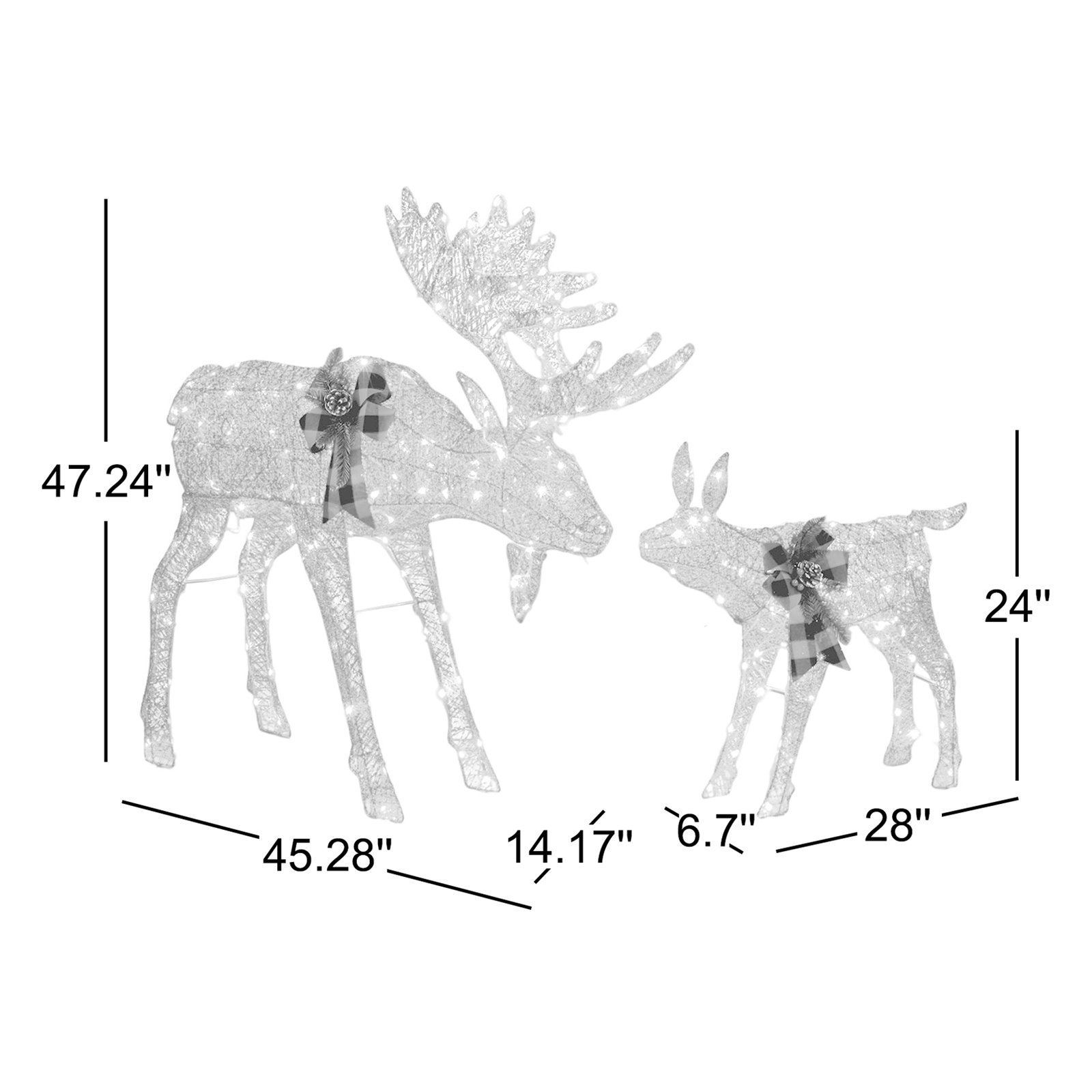 Jalyrica Lighted Moose Family Set, Gold