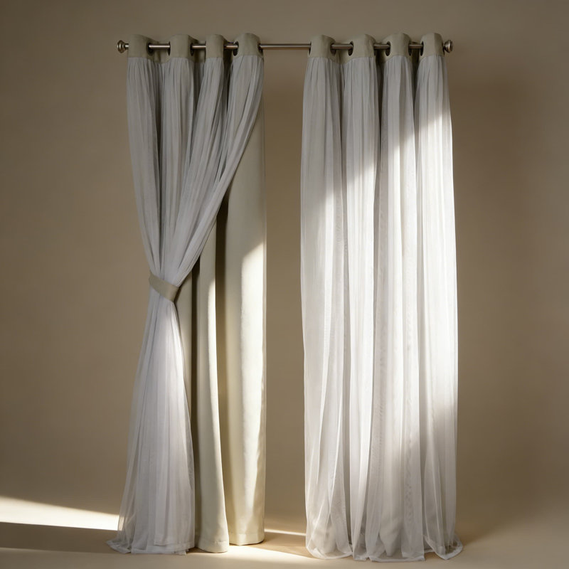 Paquet de 2 rideaux double couche - Panneaux obscurcissant et occultant avec œillets pour une meilleure efficacité énergétique