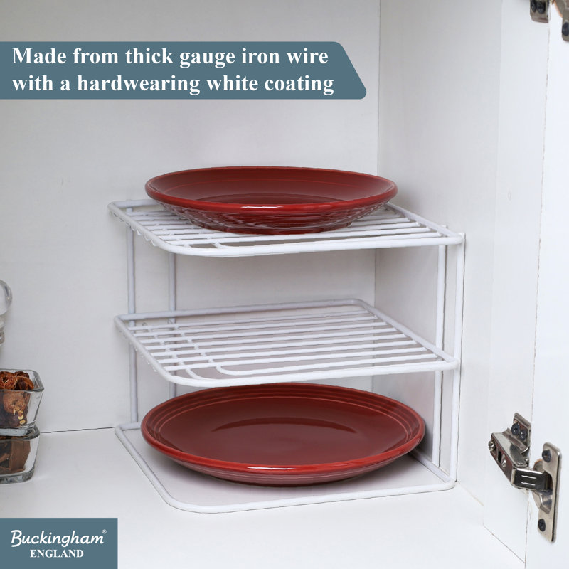 Buckingham 3 Tier Corner Plate Rack Kitchen Cupboard Tidy Storage Organiser 23 cm, White