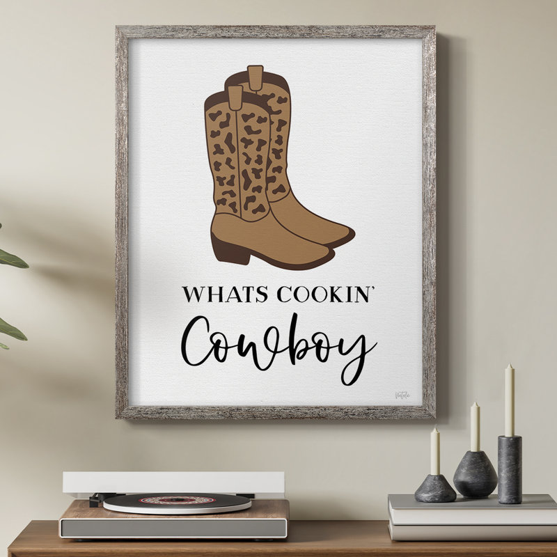«What Cookin 'Cowboy», reproduction encadrée - bois massif, H 11 po x l 9 po