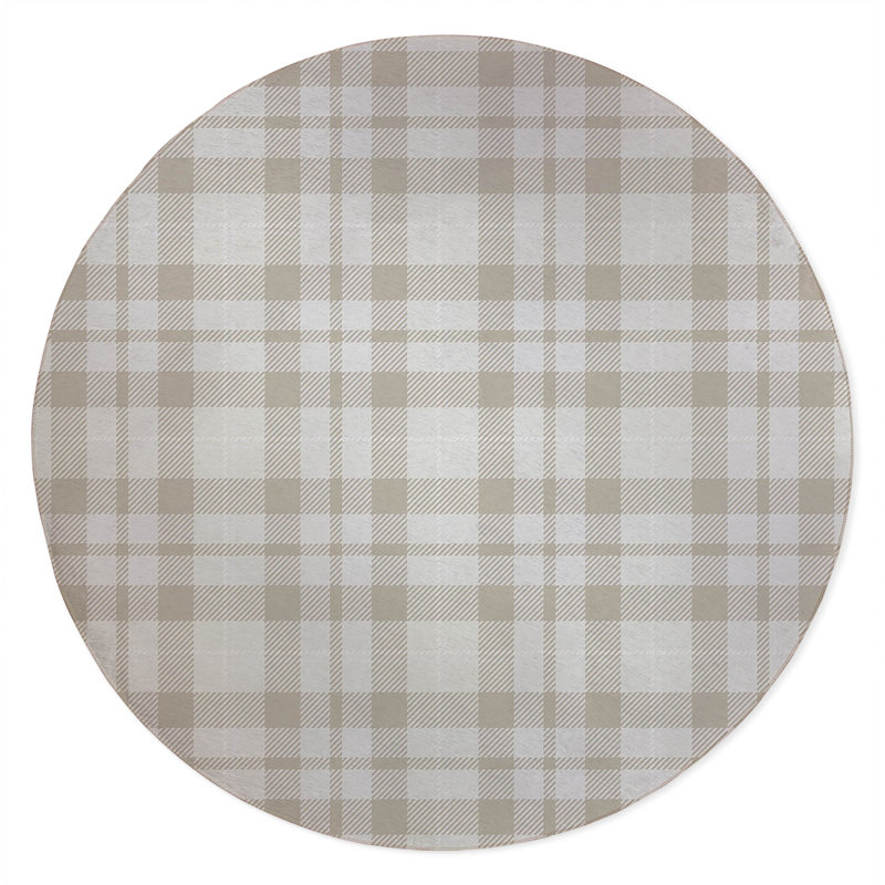 Gen Plaid Non-Slip Outdoor Rug, Round 5'