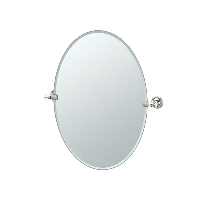 Tavern Wall Mount Frameless Oval Bathroom Vanity Mirror | Pivoting (Tilting) and Beveled Wall Mirror, 26.5" H x 24" W