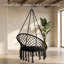 Balancelle stable en macramé, fauteuil suspendu pour chambre à coucher avec coussin moyen, balancelle robuste pour chambre à coucher avec structure en acier d'une seule pièce