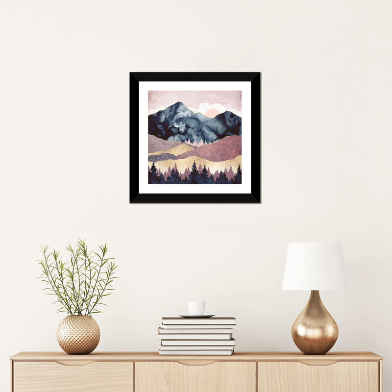 Mauve Vista - impression d'art graphique, Blanc, Papier encadré noir, H 16 po x l 16 po x p 1 po