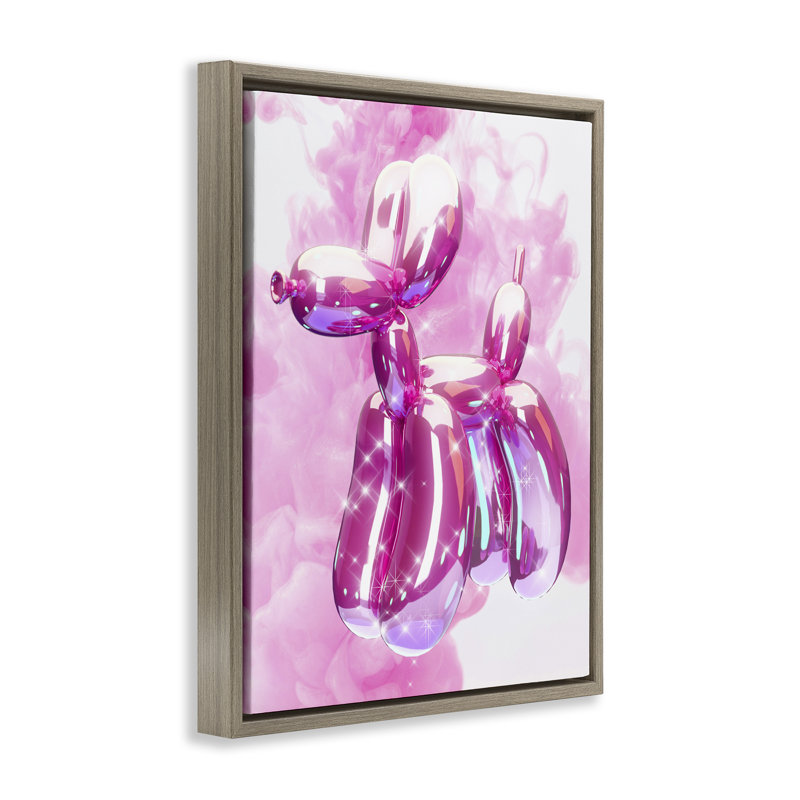 «Balloon Dog with Sparkle» par Ziwei Li, Cadre flottant orme Montalcino, H 21 po x l 17 po