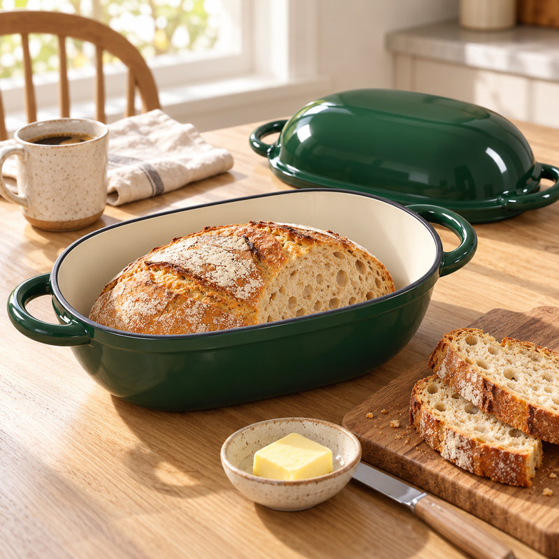 COSTASKF 5 qt. Non-Stick Enameled Cast Iron Oval Dutch Oven with Lid, Vert