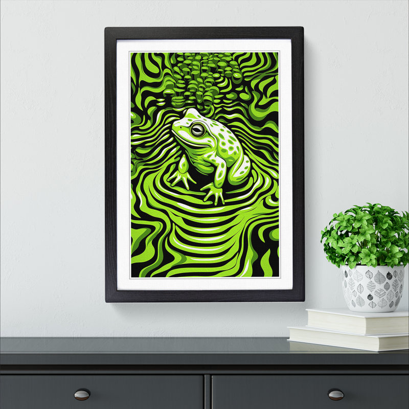 Frog Op - Framed Print, Black Framed, 34cm H x 25cm W