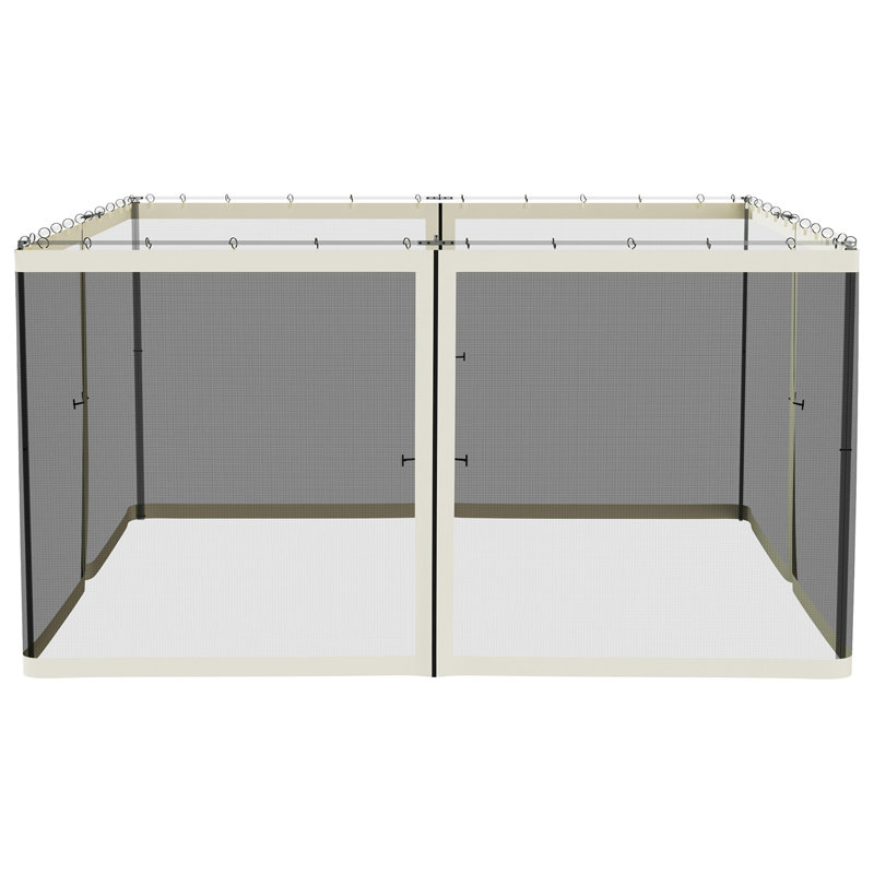 Filet de remplacement en treillis de 13 pi x 13 pi pour abris de jardin et tentes à auvent avec fermetures à glissière (paroi latérale seulement), crème