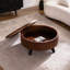 Table basse ronde moderne Mid-Century avec rangement rabattable et plateau en bois massif