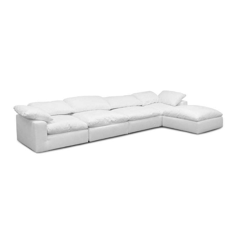 Canapé modulaire réversible de 177,5 po de largeur avec repose-pieds, Mélange de polyester perle