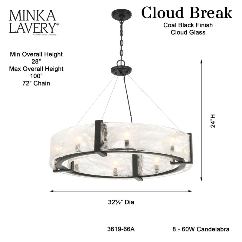 Cloud Break 8 - Light Steel Chandelier