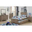Lit simple avec lit gigogne, transitionnel, gris chaud brossé au fil de fer, bois massif, grain de bois pour la chambre à coucher-133255980
