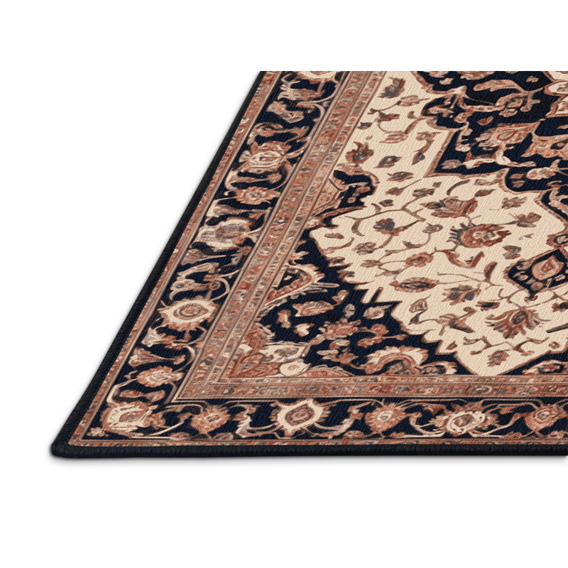 Tapis brun lavable à la machine, Rond 4 pi