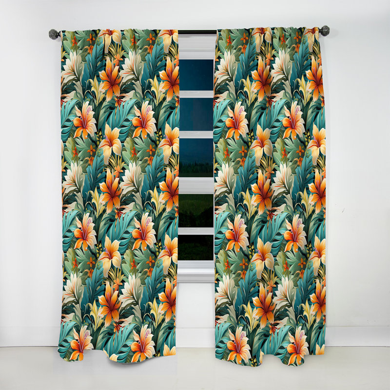 Tropical Essence - Motif tropical II - Rideau tropical - Velours obscurcissant - 1 panneau, L 52 po x L 120 po