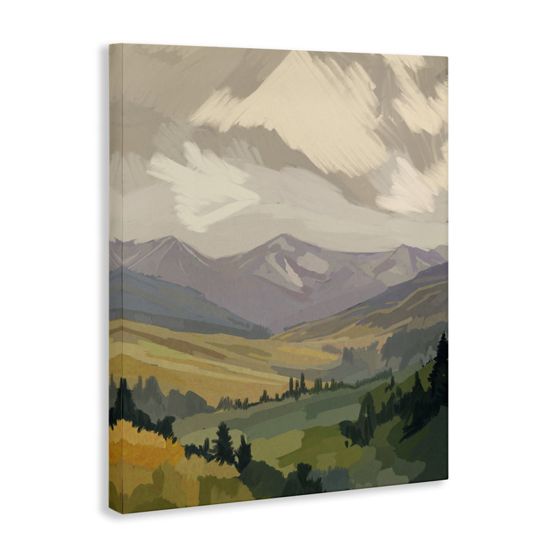 Toile abstraite à flanc de montagne, conception par Amelia Noyes, H 20 po x l 16 po