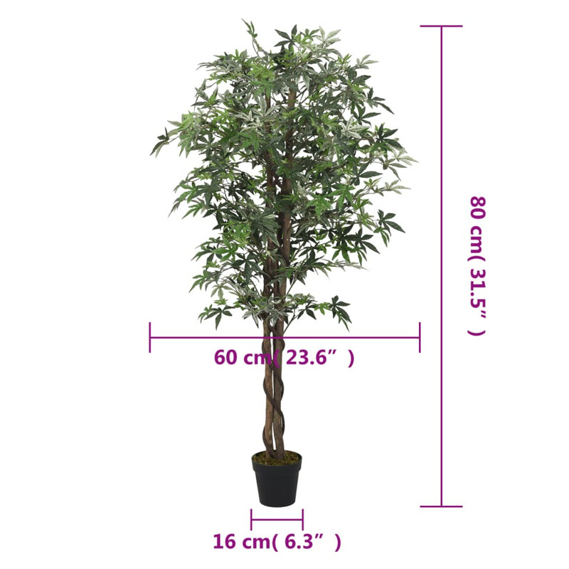 Faux Maple Tree in Pot, 80cm H x 60cm W x 16cm D