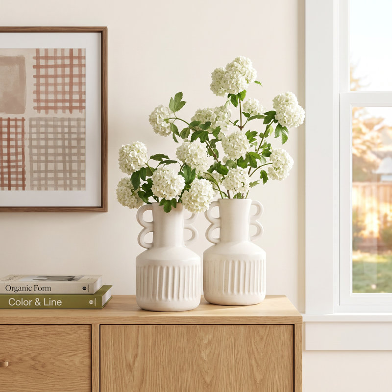 Nolah Ceramic Vase Set, Off-White (Set of 2)