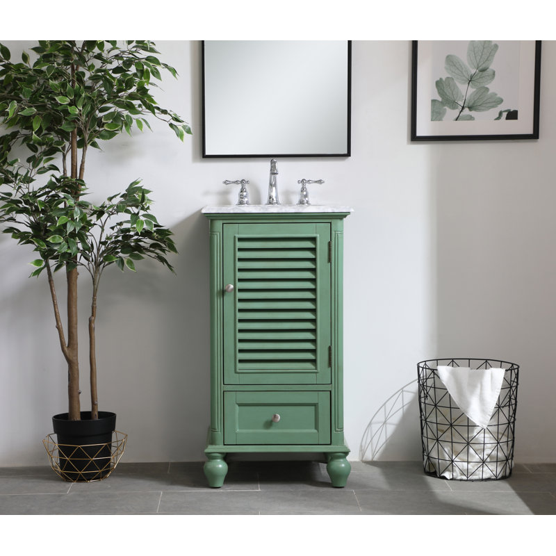 Hansford 19'' Single Bathroom Vanity with Marble Top, Light Green