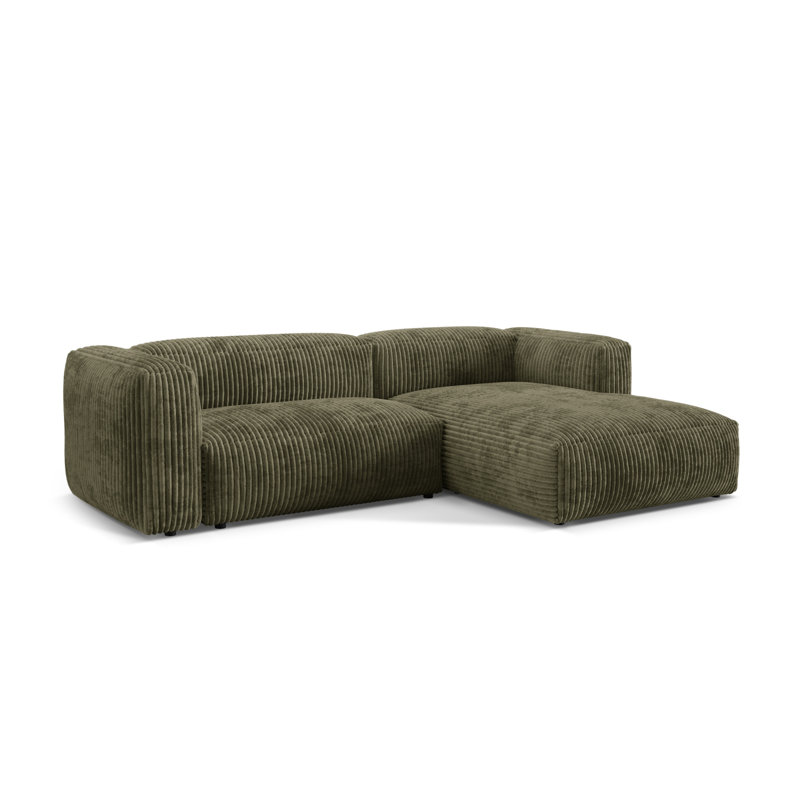 Betsayda 2 Seater Corduroy Corner Sofa , Moss Green