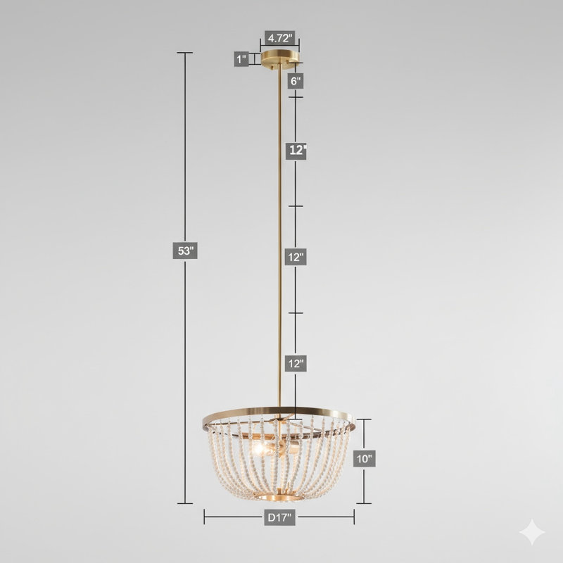 Lustre de plafond avec deux lumières, décoré de perles décoratives.