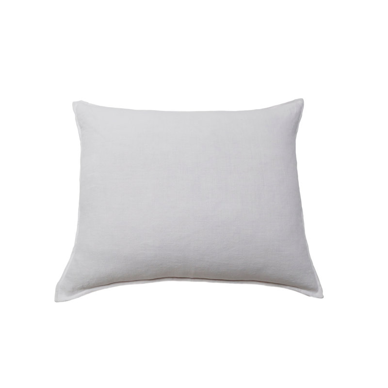 Montauk 100% Linen Large Pillow Cover, White, Rectangular 