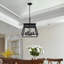 Lustre suspendu industriel noir 4 lumières 16 po, cage moderne en métal, lumière suspendue réglable pour la salle à manger-1543351383