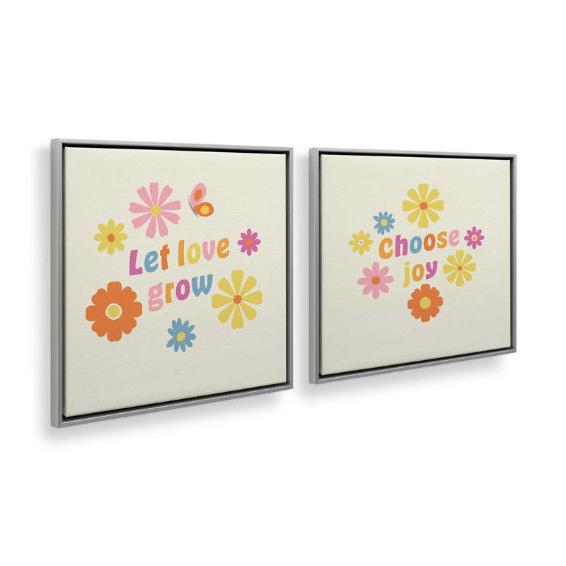 Petal Power Party, ensemble de 2 impressions, 36 po x 36 po, Toile avec cadre, Chrome poli