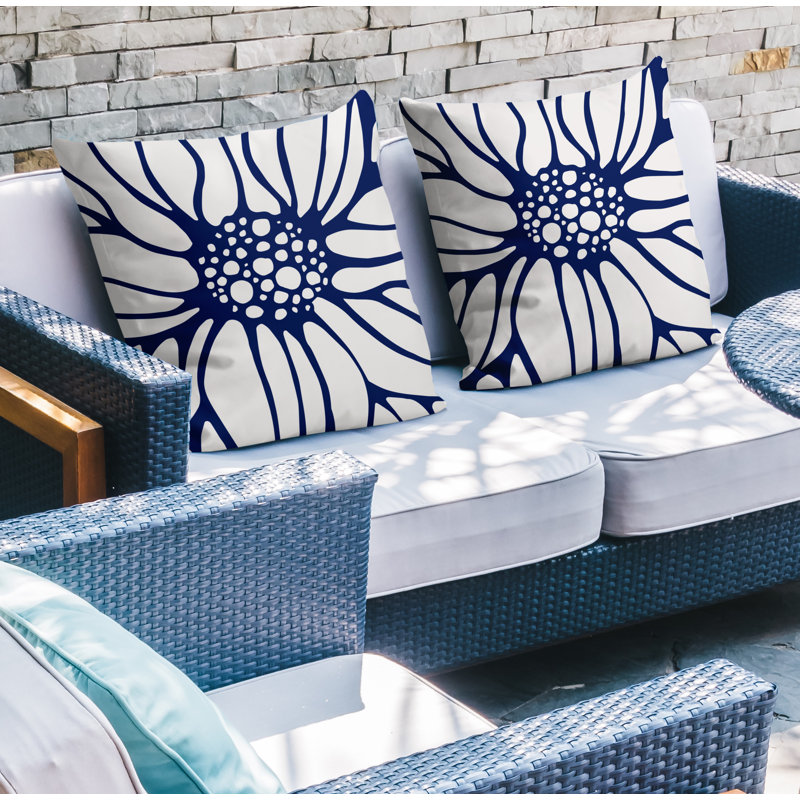 Housse et insert de coussin décoratif intérieur / extérieur en mélange de polyester, L 17 po x H 17 po, Bleu marine