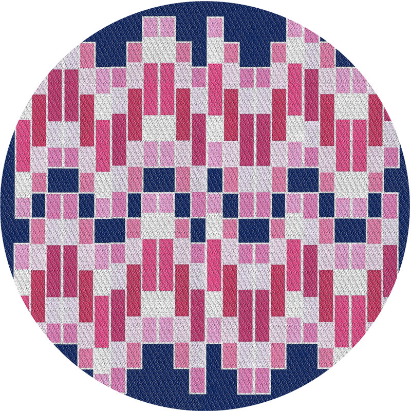 Tapis à motif géométrique violet Kian, Rond 8 pi