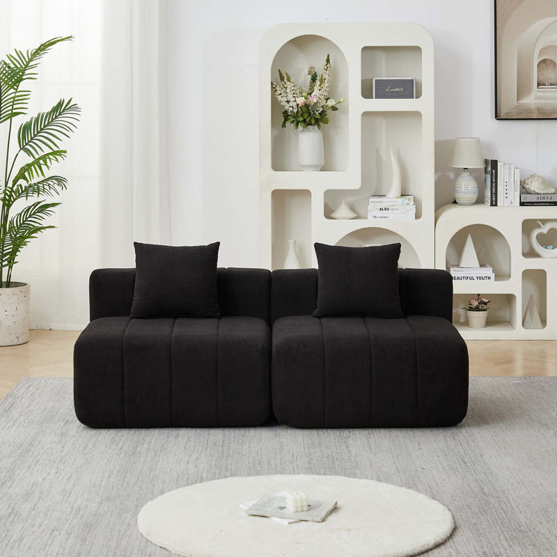 Canapé modulaire Chenille, Noir