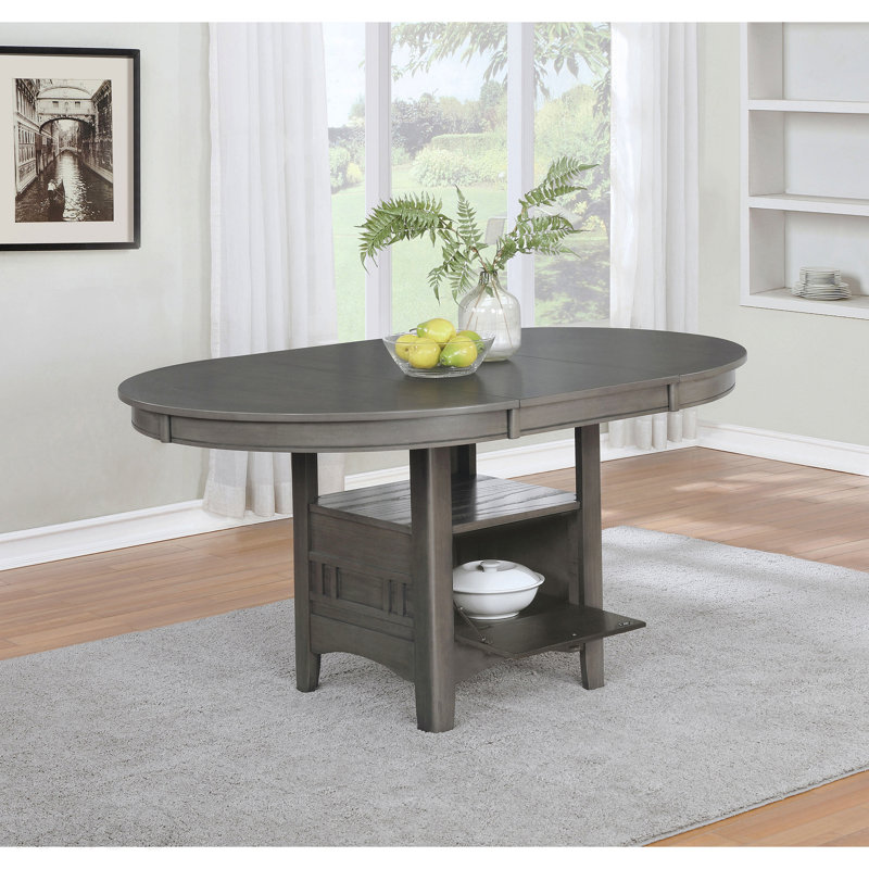 Oval Medium Grey Extension Leaf Dining Table