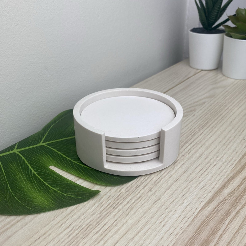Stoneware Round 4 Piece Coaster Set