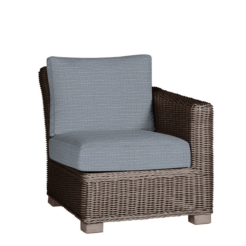 Canapé modulaire d'extérieur en résine tressée rustique N-Dura, InsideOut® Rollo ‑ lin Chambray, Pas de soudure, Huître