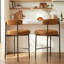 Ensemble de 2 tabourets de bar bruns modernes en similicuir avec dossier incurvé, tabouret de bar à hauteur de comptoir pour îlot de cuisine-1587859589-1587859590