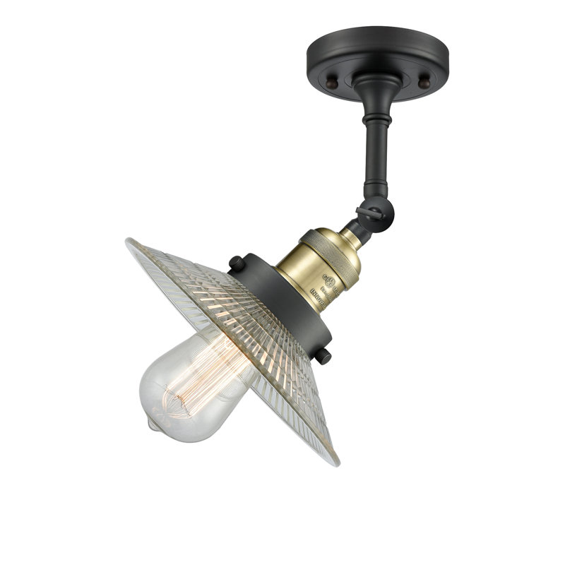 Plafonnier semi-encastré 1 lumière 8,5 po Miramontes, Laiton antique noir, Ampoule non incluse, Halophane transparent