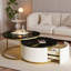 Table basse gigogne ronde avec motif cannelé et 1 tiroir-352976919