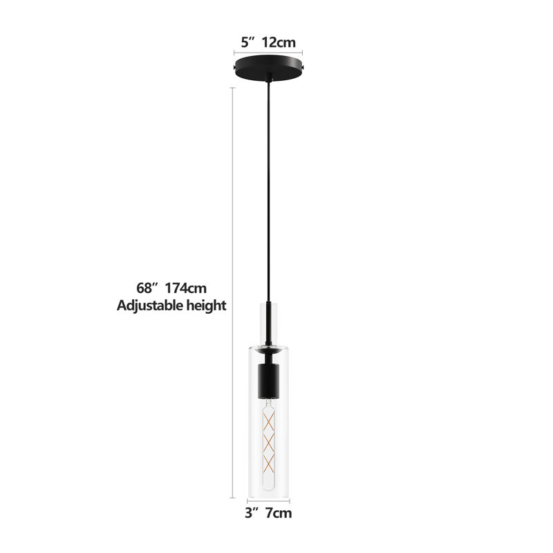 3-matte black transparent glass combination dimmable pendant light