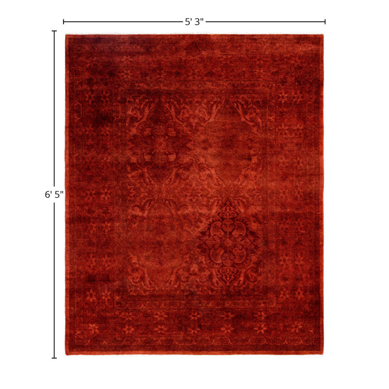 Overdyed One-of-a-Kind 5' 3" X 6' 5" Hand Knotted Area Rug