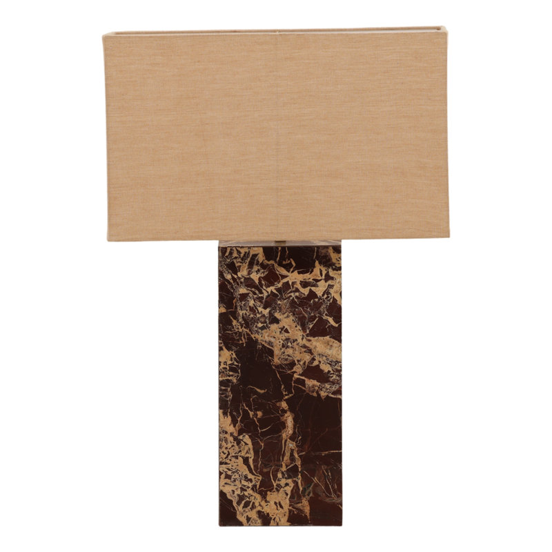 May 30" Tall Table Lamp with Beige Shade, Natural, Red Marble