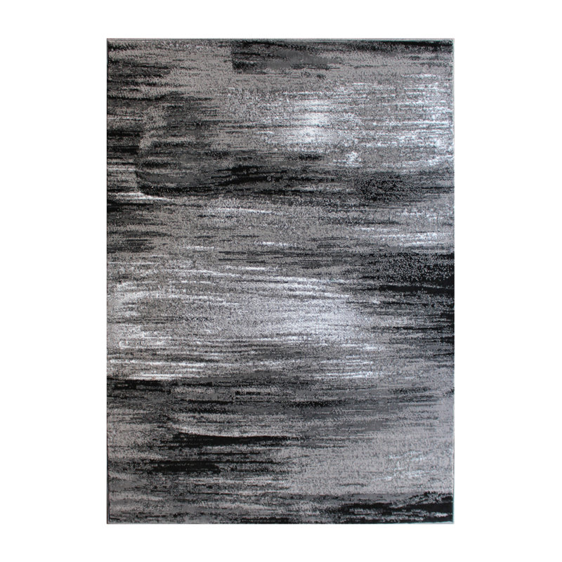 Alexavior Gray Abstract Style Scraped Pattern Accent Area Rug, Rectangle 8' x 10'