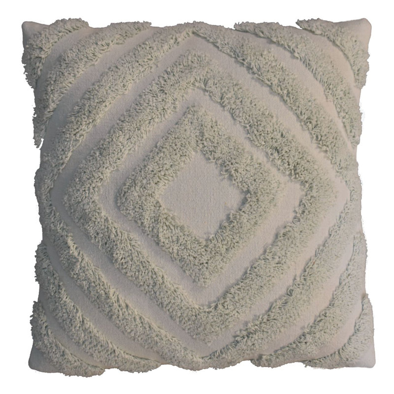 Green Square Cushion, Grey