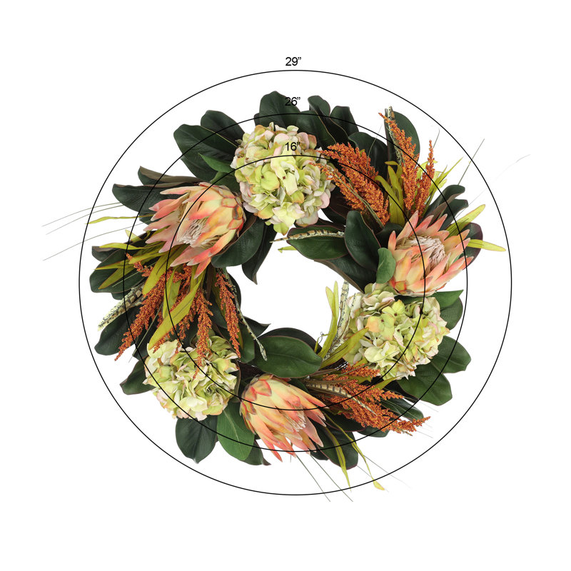 26" Protea and Hydrangea Wreath