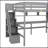 Full Size Loft Bed With Desk, Storage Shelves And Staircase,Grey-339357394
