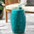 Elegant Lace Cut Side Table, Teal Color, 12.06X12.06X17.91, Metal, No Assembly Delicate Powder-Coated Iron Frame,